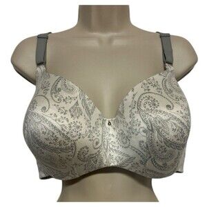 Cacique Lightly Lined Balconette 40F Bra Gray Paisley Lane Bryant Plus Size